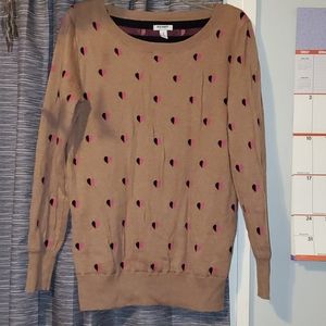 3/$25-*5/$40 Cute Brown w/ Hearts Sweater